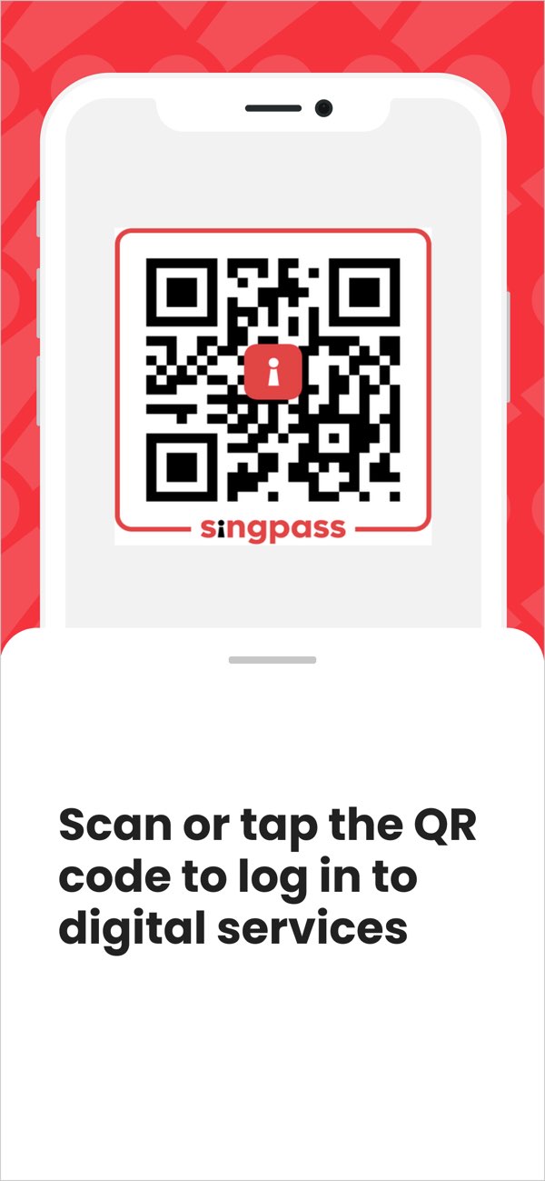 Singpass QR login app screen